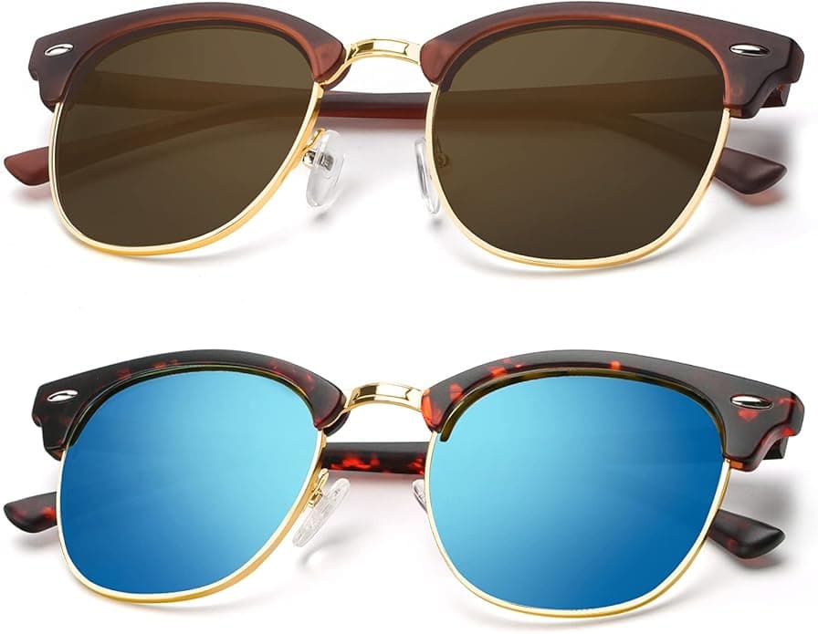 KALIYADI Polarized Sunglasses for Men and Women Semi-Rimless Frame Driving Sun glasses UV Blocking