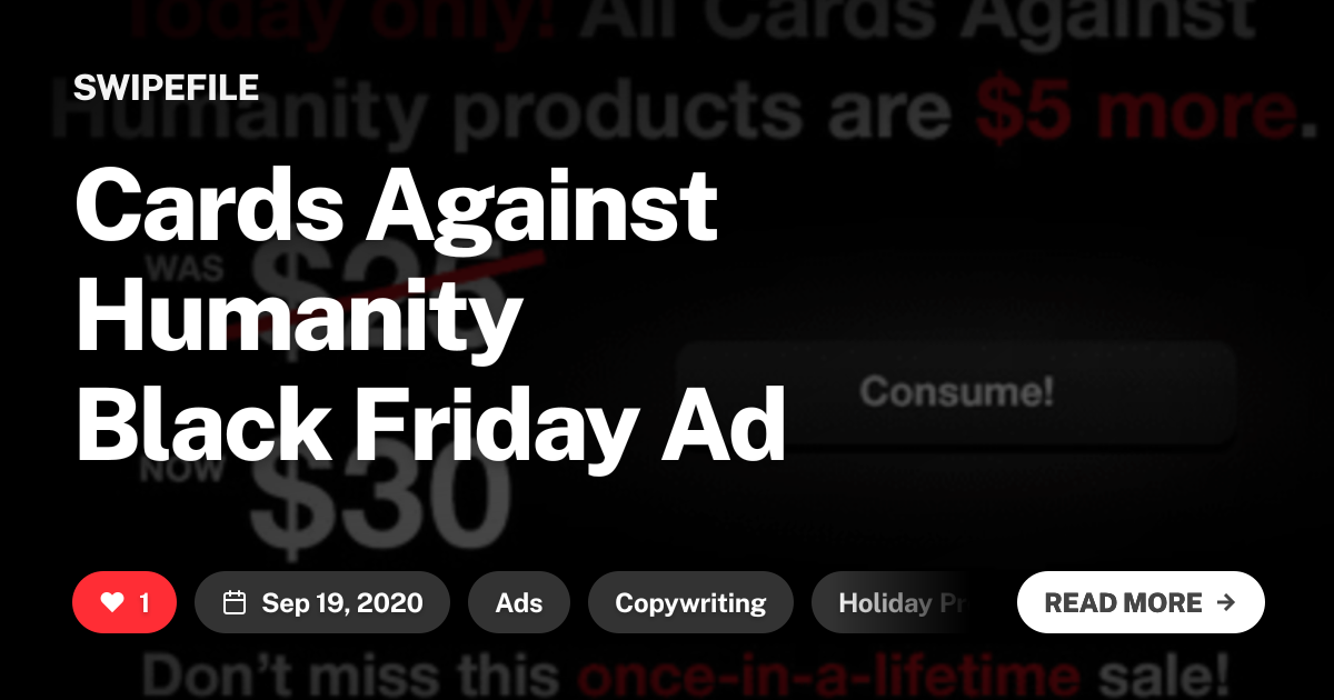 Cards Against Humanity Black Friday Ad | SwipeFile