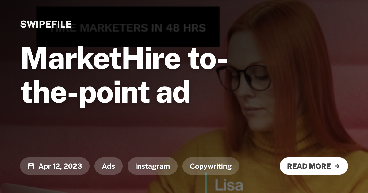 MarketHire to-the-point ad | SwipeFile