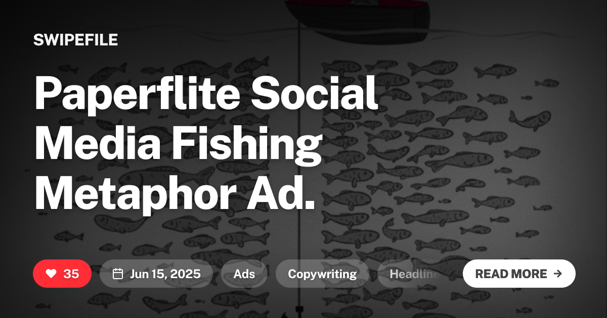 Paperflite Social Media Fishing Metaphor Ad. | SwipeFile
