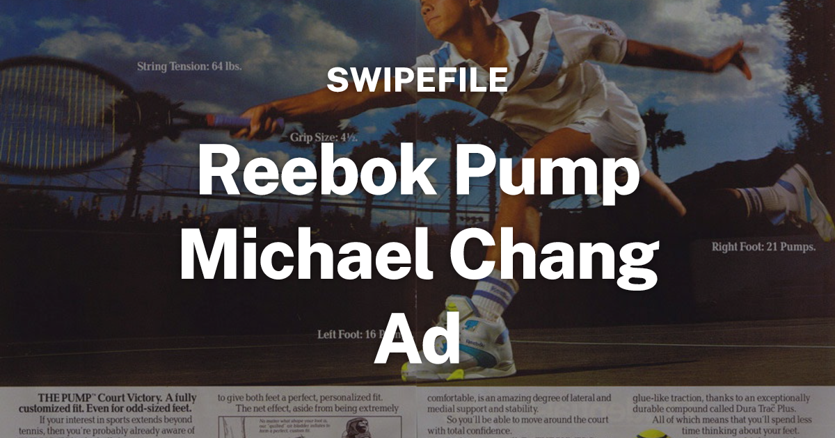 Reebok Pump Michael Chang Ad SwipeFile