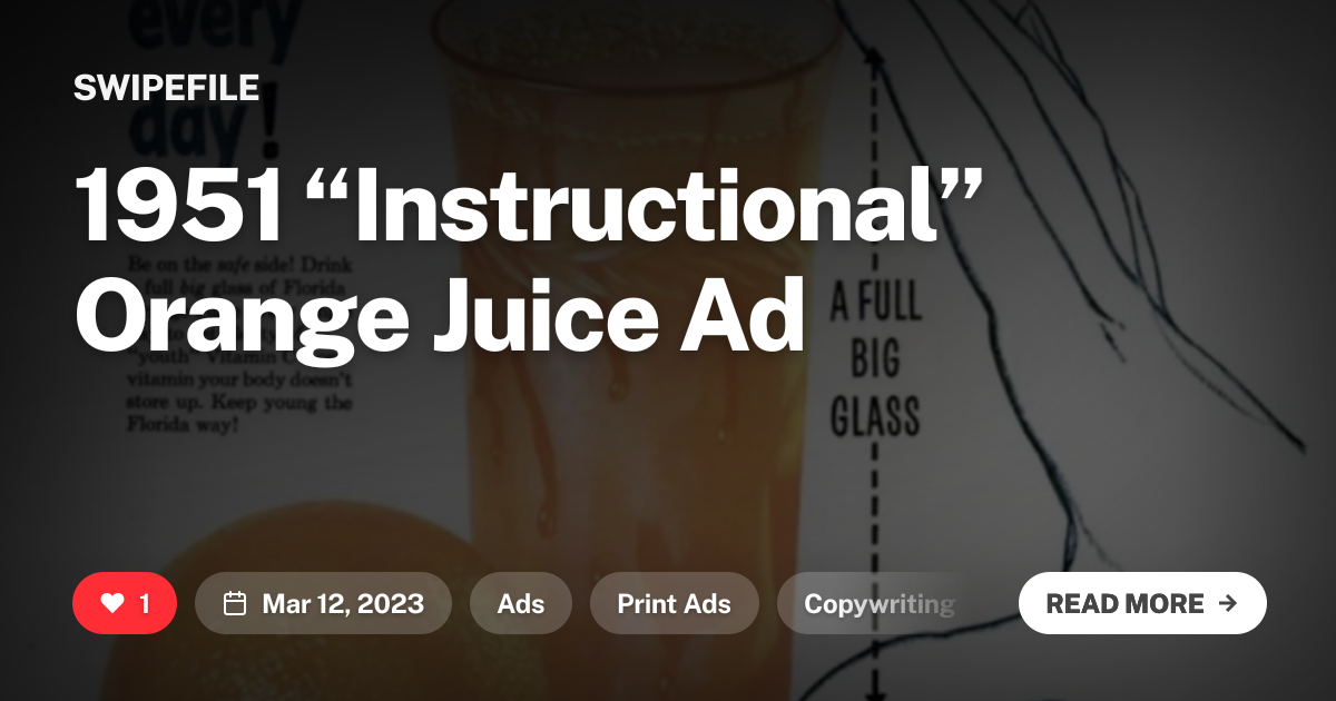 1951 “Instructional” Orange Juice Ad