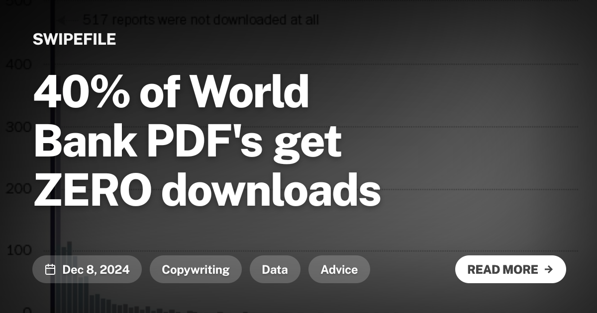 40% of World Bank PDF&#x27;s get ZERO downloads