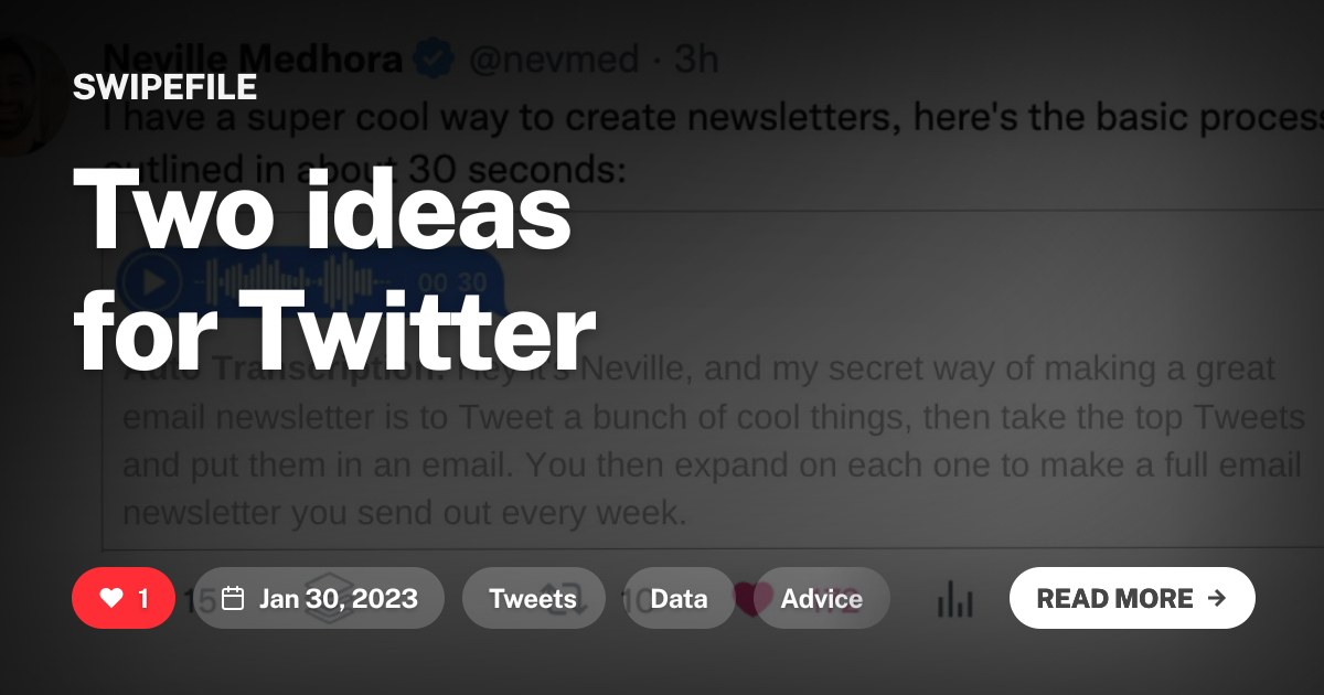 Two ideas for Twitter