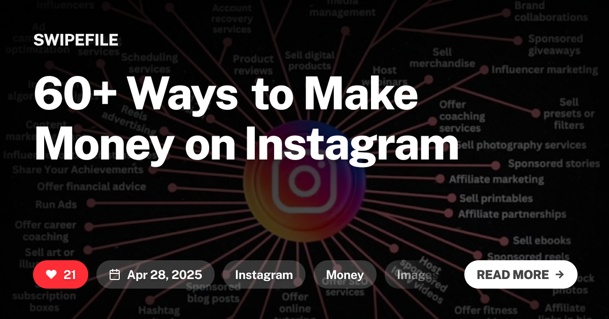 60+ Ways to Make Money on Instagram | Swipefile