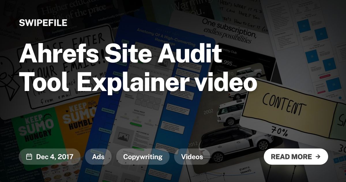 Ahrefs Site Audit Tool Explainer video | Swipefile