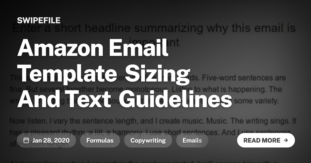 Amazon Email Template Sizing And Text Guidelines | Swipefile
