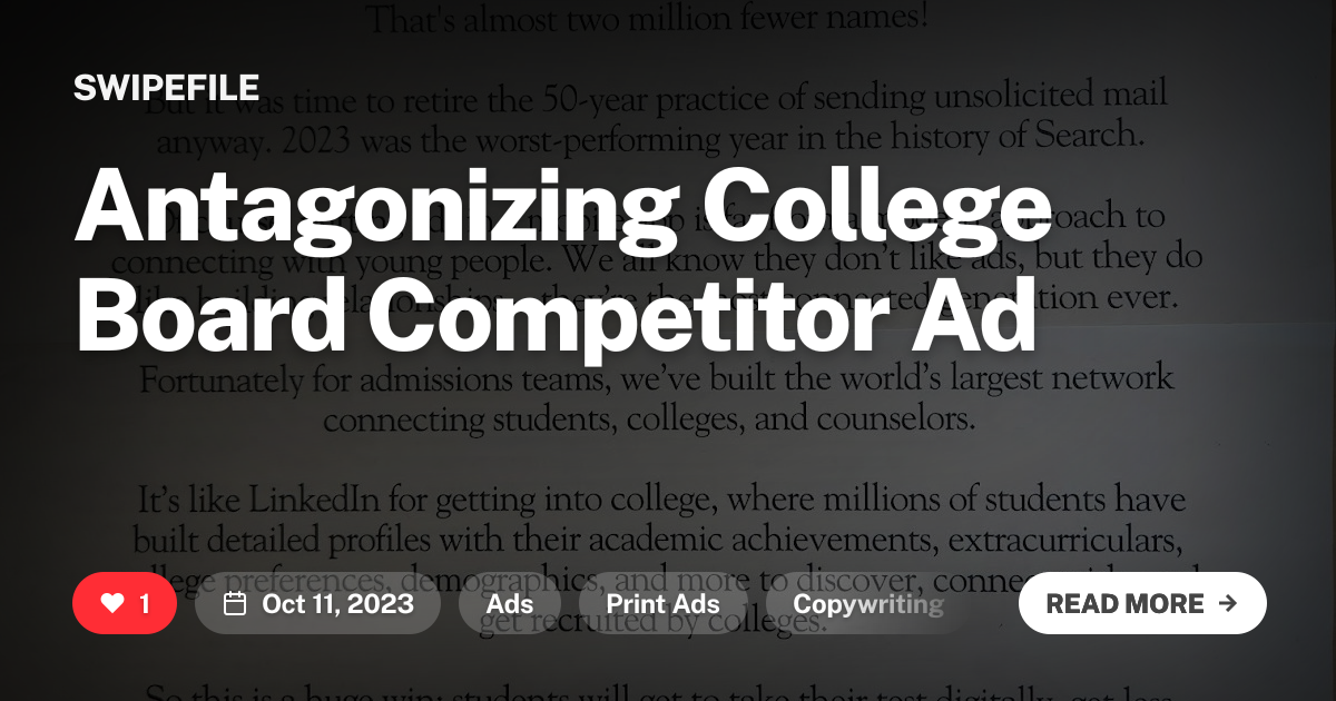 Antagonizing College Board Competitor Ad