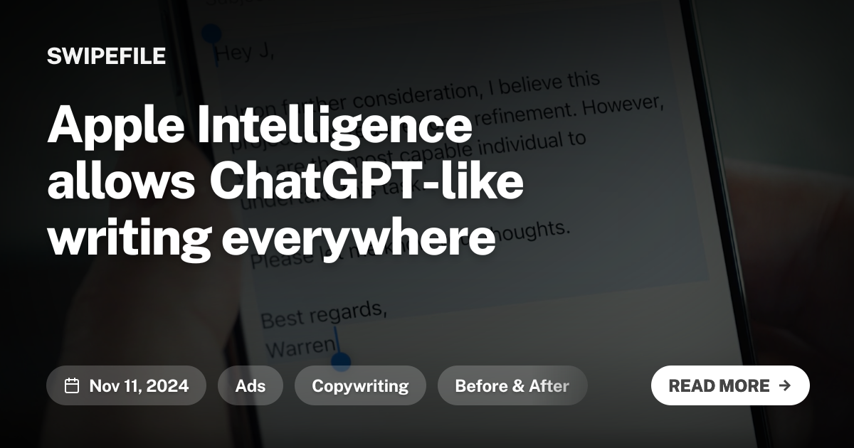 Apple Intelligence allows ChatGPT-like writing everywhere