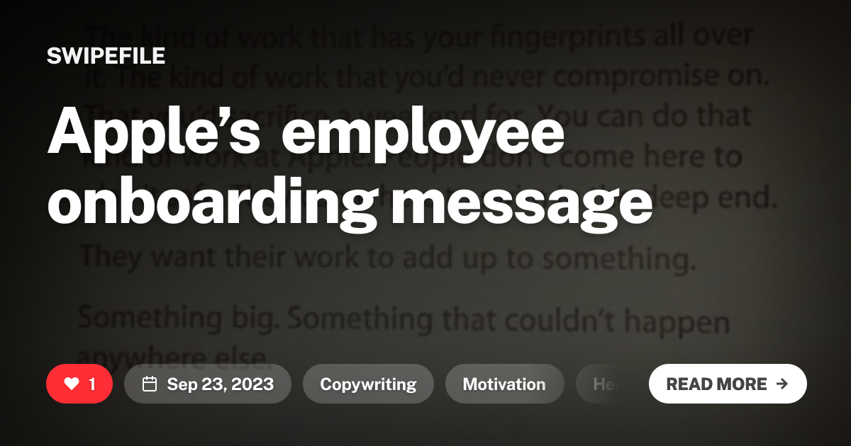 Apple’s employee onboarding message