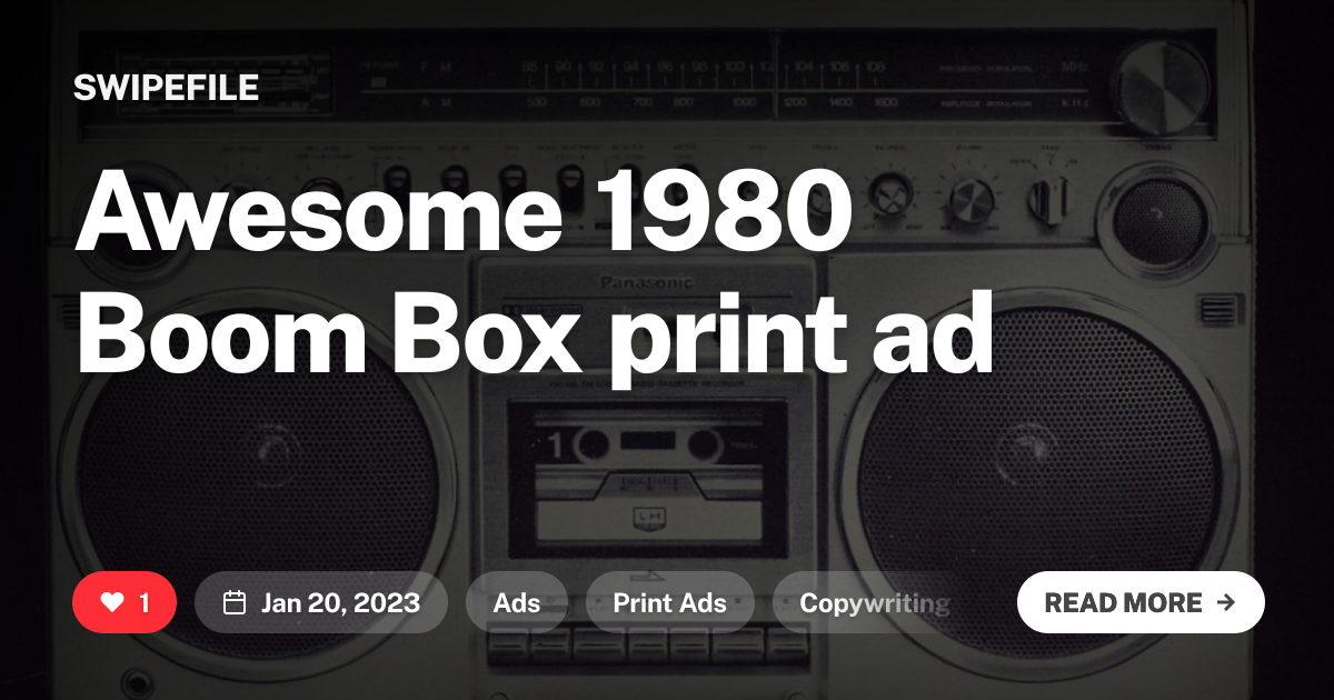 Awesome 1980 Boom Box print ad