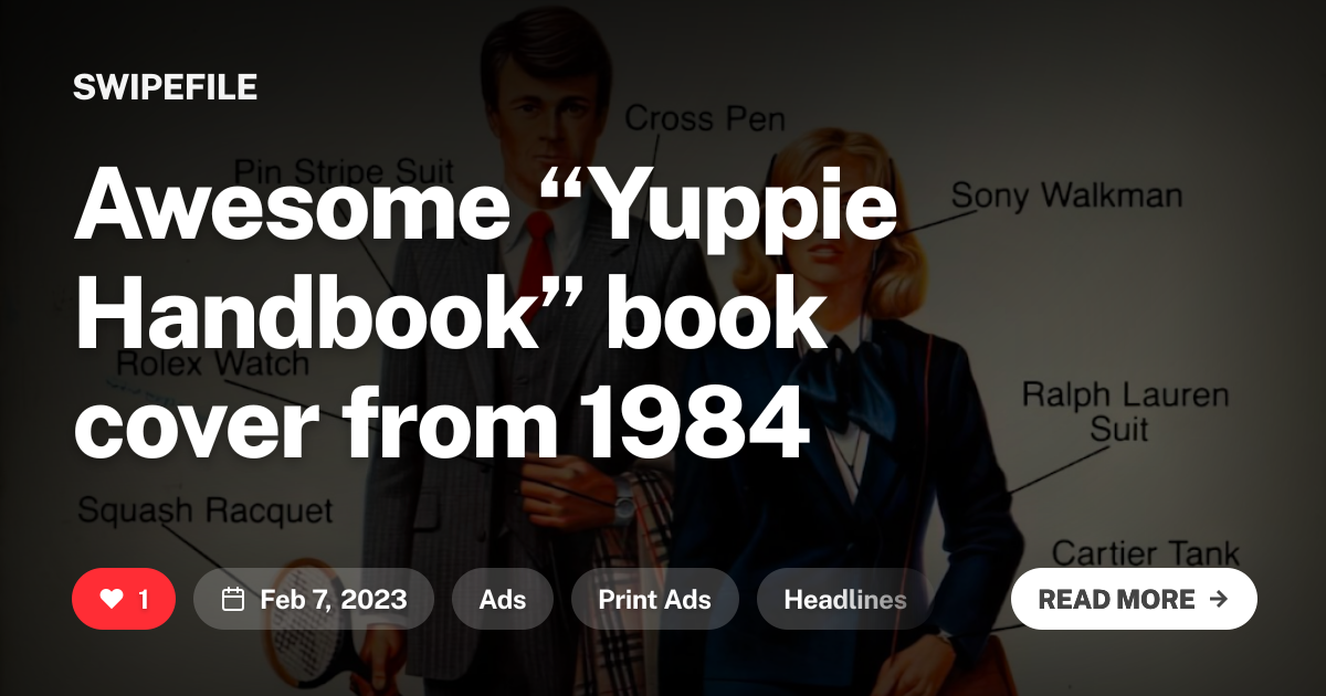 Awesome “Yuppie Handbook” book cover from 1984