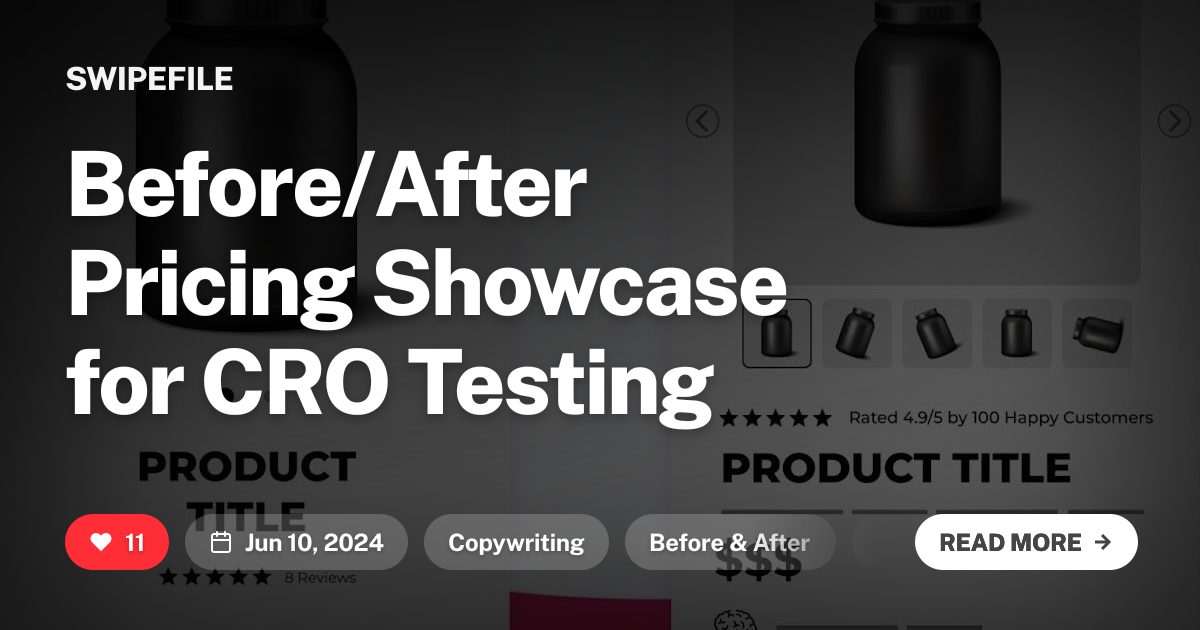 Before/After Pricing Showcase for CRO Testing