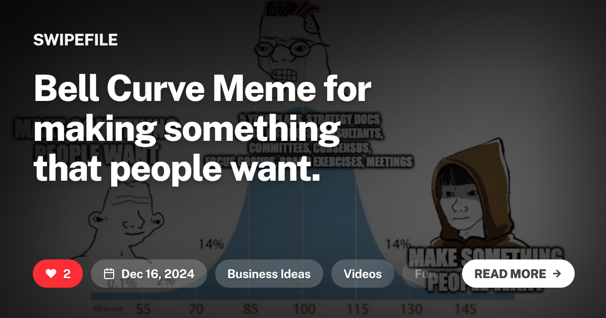 Bell Curve Meme for making something that people want.