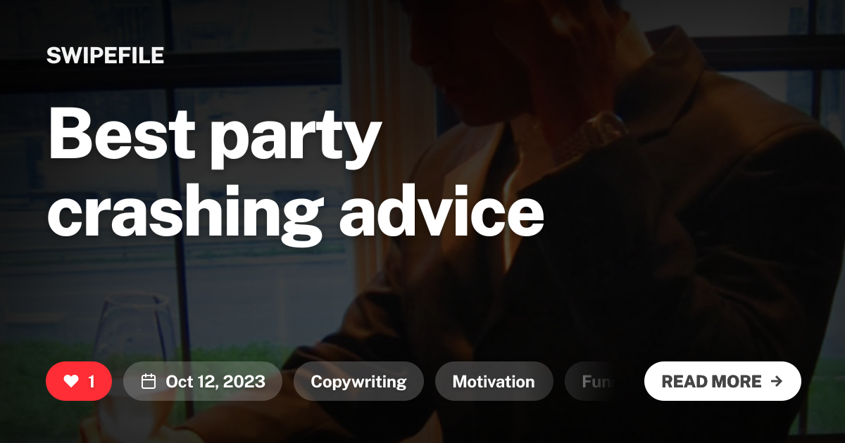 Best party crashing advice