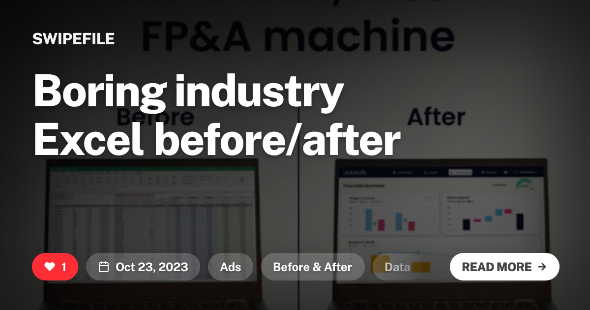 Boring industry Excel before/after