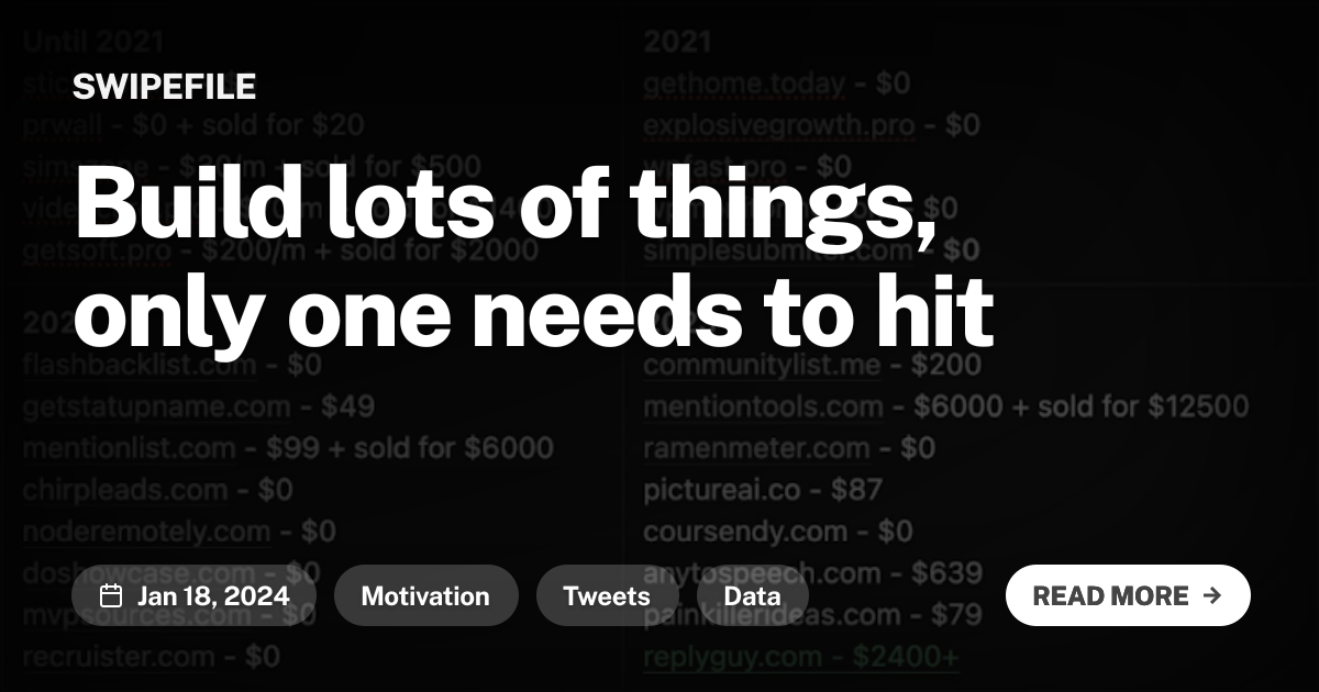 Build lots of things, only one needs to hit