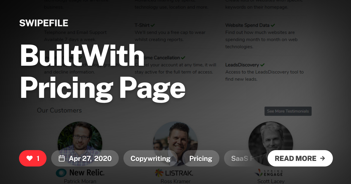 Builtwith Pro BuiltWith Pricing Page | Swipefile