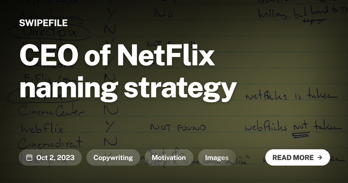 CEO of NetFlix naming strategy