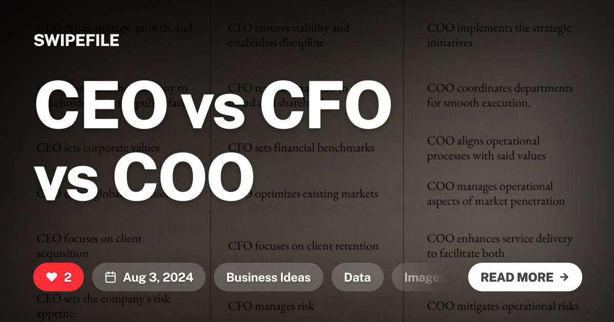 CEO vs CFO vs COO