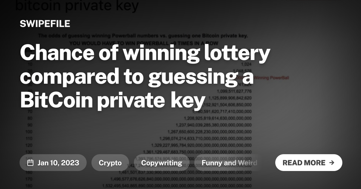 Chance of winning lottery compared to guessing a BitCoin private key