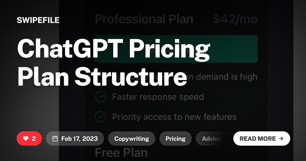 ChatGPT Pricing Plan Structure