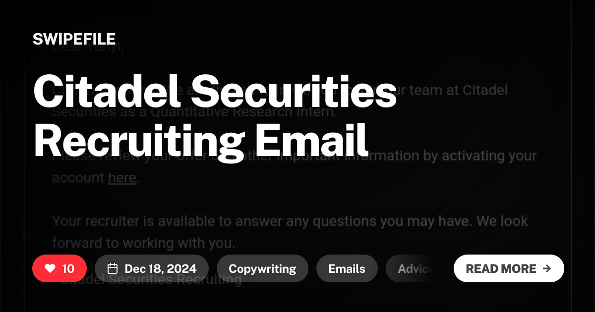 Citadel Securities Recruiting Email