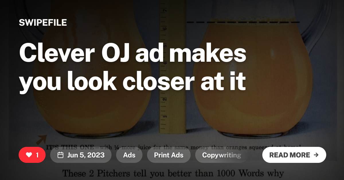 Clever OJ ad makes you look closer at it