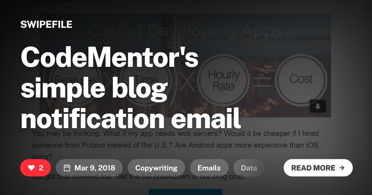 Blog Notification Email Sample CodeMentor's simple blog notification email | Swipefile