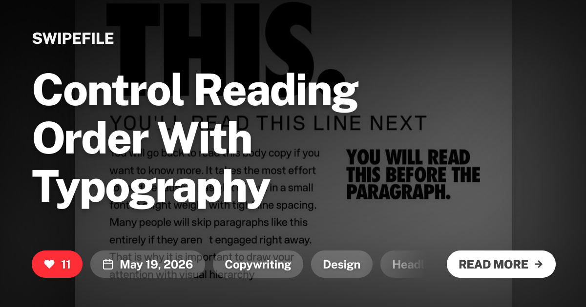 Control Reading Order With Typography | Swipefile