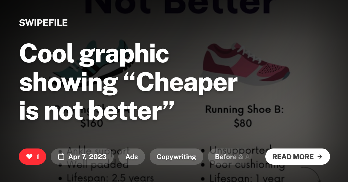 Cool graphic showing “Cheaper is not better”