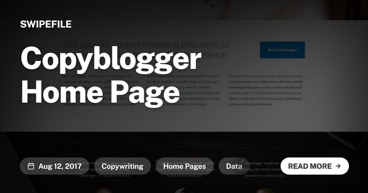 Copyblogger Home Page | Swipefile