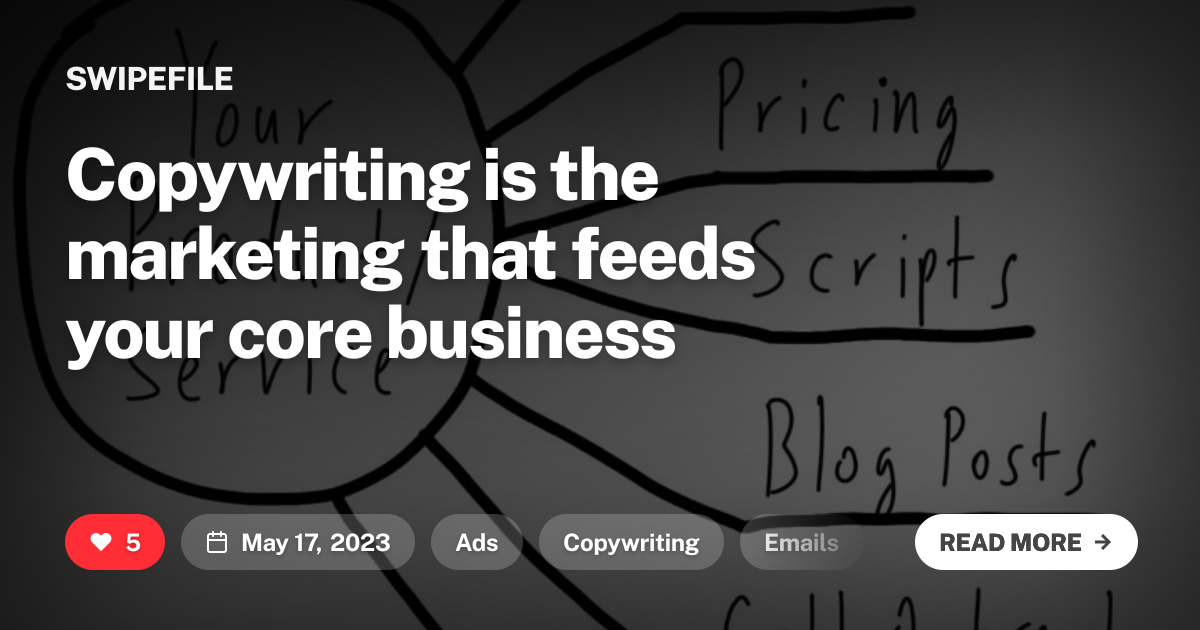 Copywriting is the marketing that feeds your core business