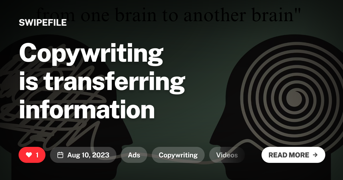 Copywriting is transferring information