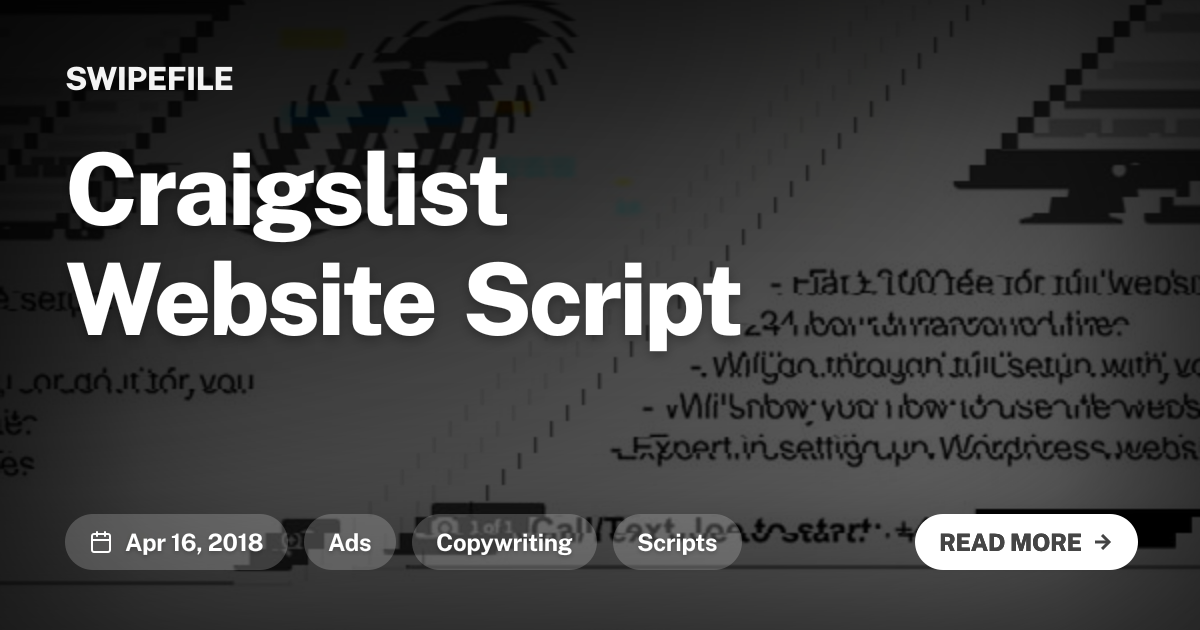 Craigslist Website Script | Swipefile