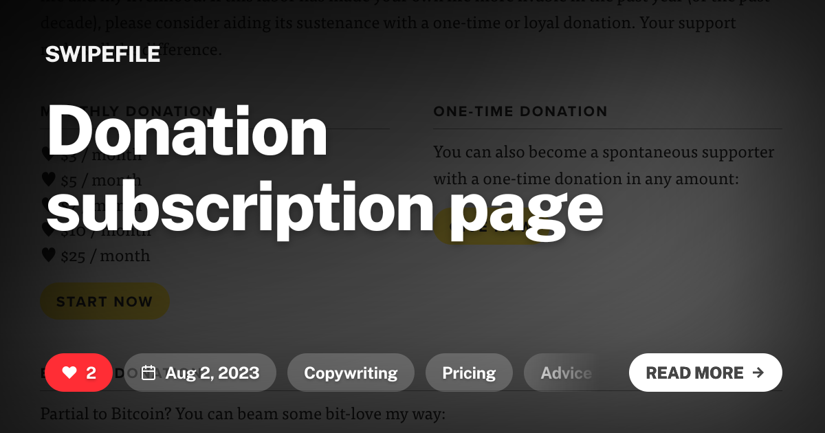 Donation subscription page