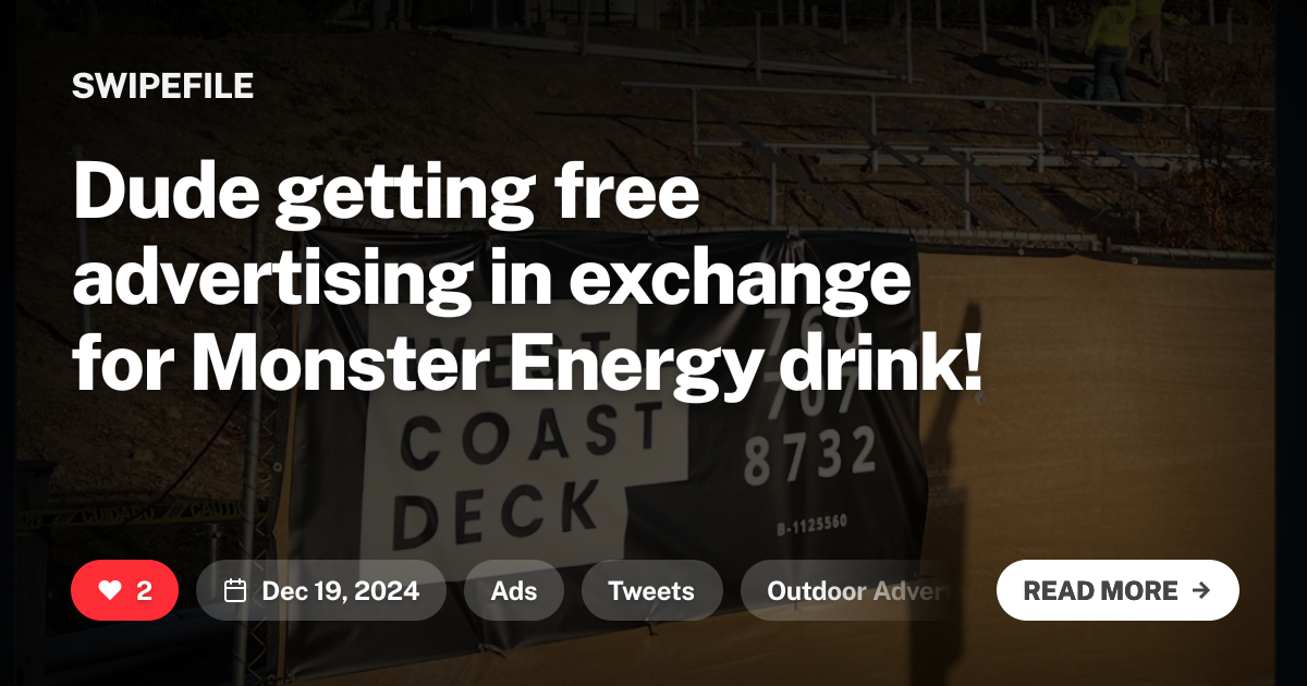 Dude getting free advertising in exchange for Monster Energy drink!