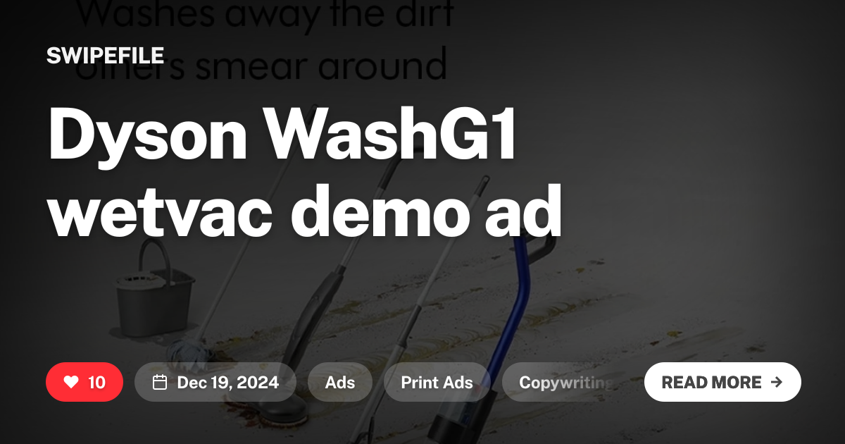 Dyson WashG1 wetvac demo ad