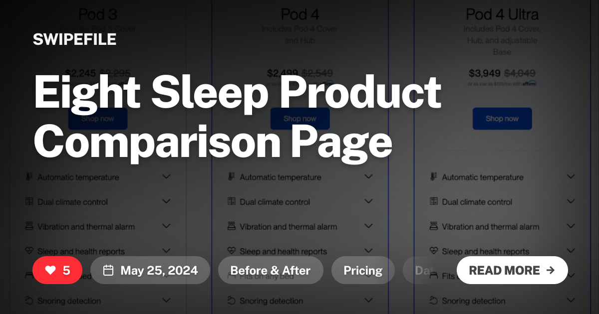 Eight Sleep Product Comparison Page