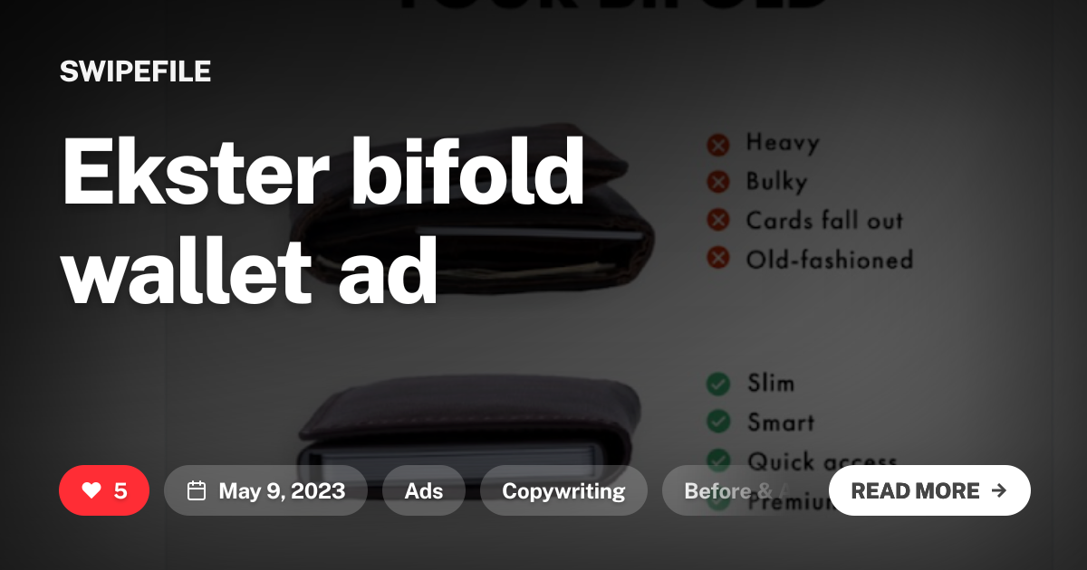 Ekster bifold wallet ad