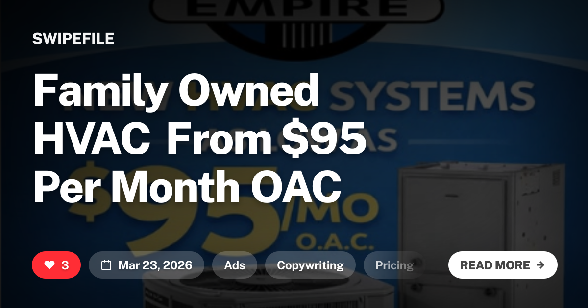Family Owned HVAC From $95 Per Month OAC | Swipefile