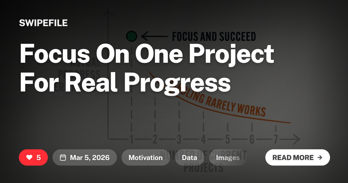 Focus On One Project For Real Progress | Swipefile