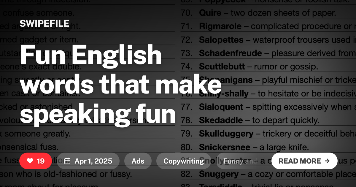 Fun English words that make speaking fun | Swipefile