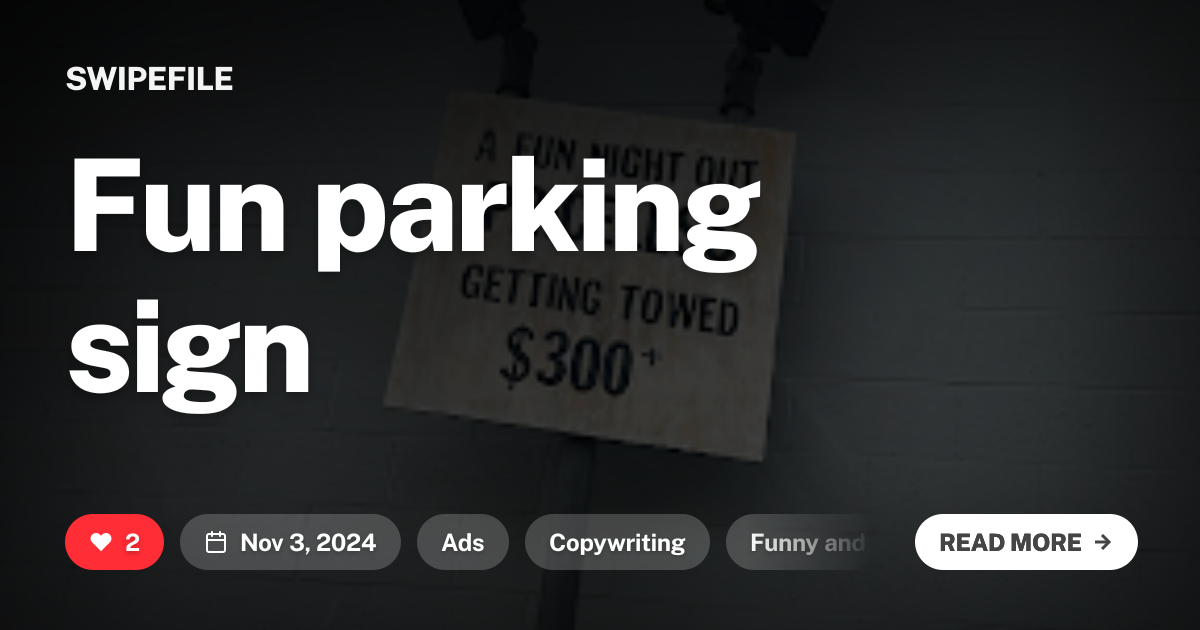 Fun parking sign