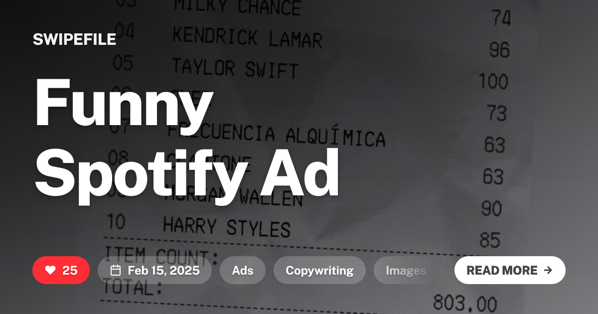 Funny Spotify Ad SwipeFile funny-spotify-ad-swipefile