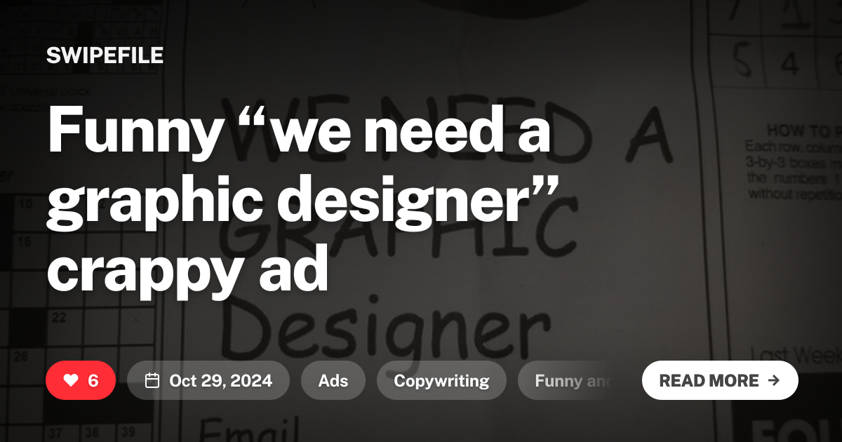 Funny “we need a graphic designer” crappy ad