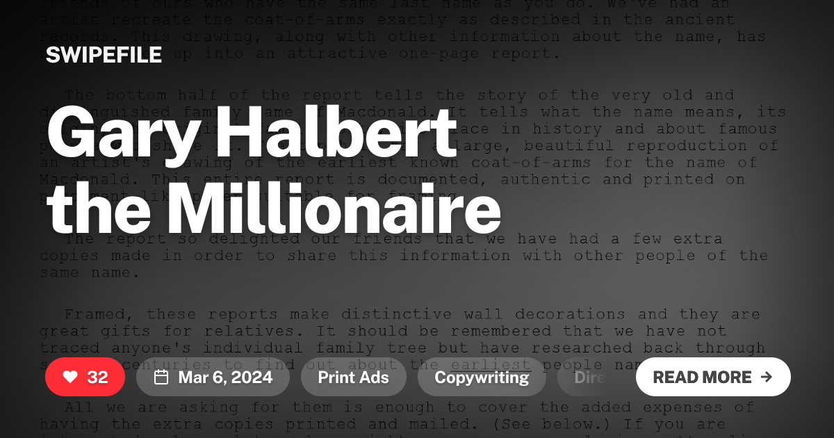 Gary Halbert the Millionaire