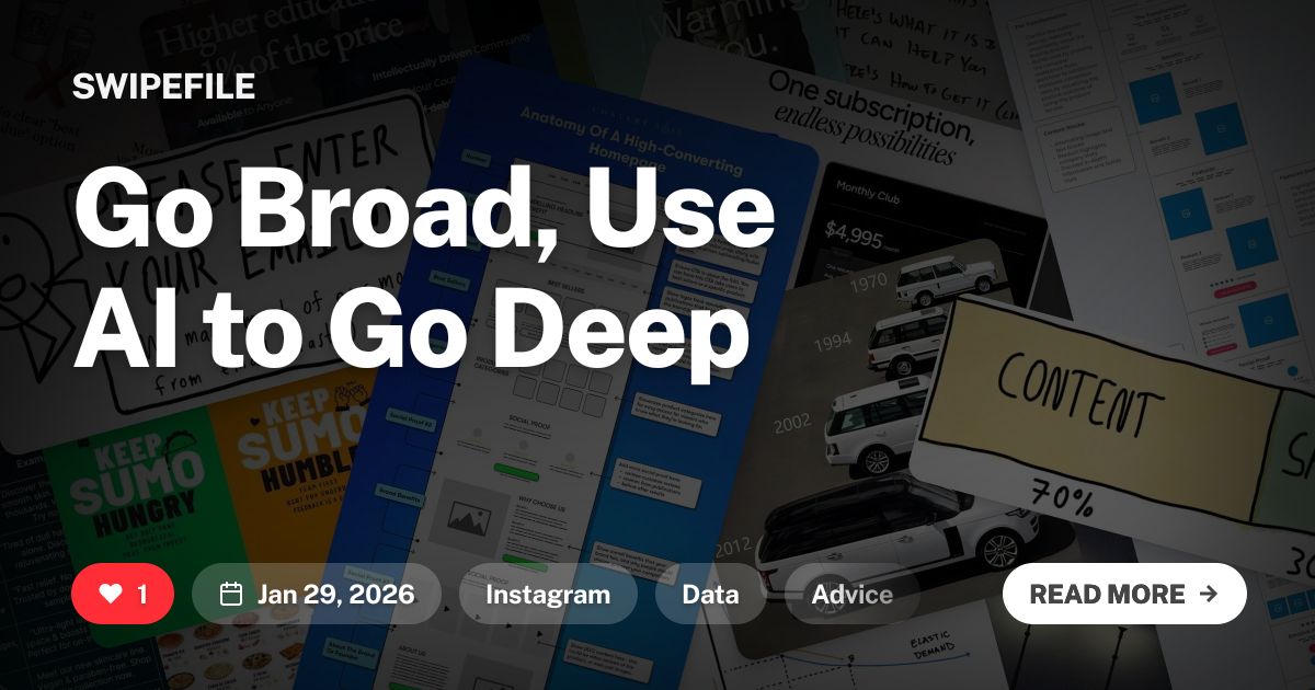 Go Broad, Use AI to Go Deep | Swipefile