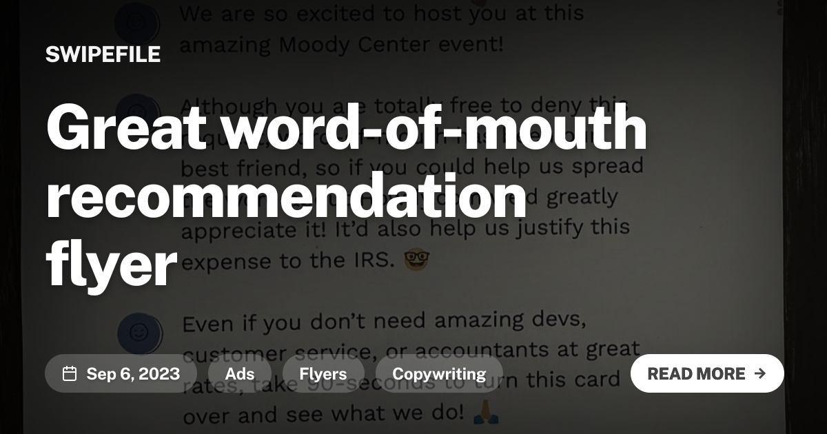 Great word-of-mouth recommendation flyer