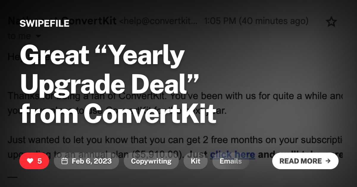 Great “Yearly Upgrade Deal” from ConvertKit